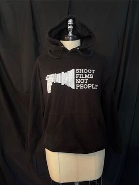 Black Graphic Hoodie "Shoot Films Not People"